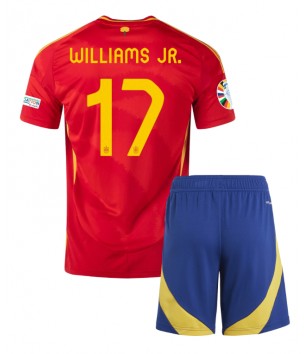 Billiga Spanien Nico Williams #17 Hemmatröja Barn EM 2024 Kortärmad (+ Korta byxor)